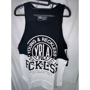 Young & Reckless Men's Logo Tank Top, Black and White, Size‎ S, NWT